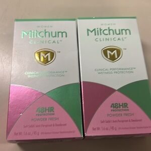 2X Mitchum Women Clinical Powder Fresh AntiPerspirant Deodorant Soft Solid1.6oz